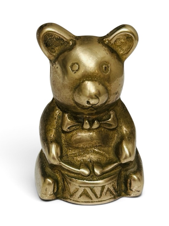 Vintage Other - Vintage Brass Bear Playing A Drum
